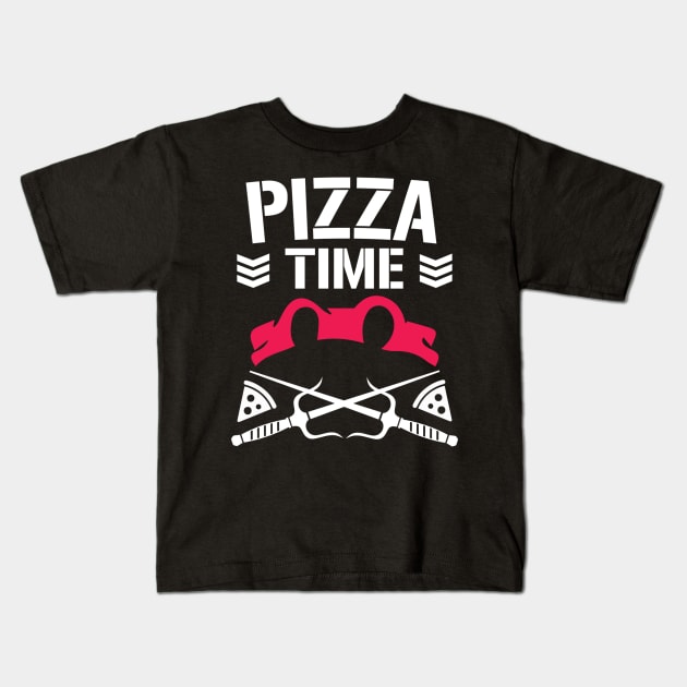 Pizza Time Raph Kids T-Shirt by pixelcat